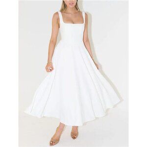 Square Neck Sleeveless Midi Dress
